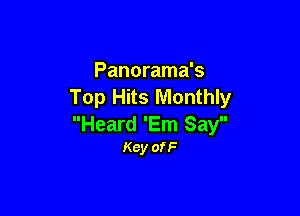 Panorama's
Top Hits Monthly

Heard 'Em Say
Key ofF