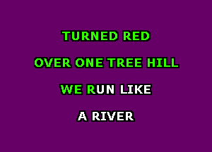 TURNED RED

OVER ONE TREE HILL

WE RUN LIKE

A RIVER