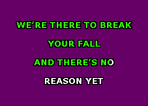 WE'RE THERE TO BREAK

YOUR FALL
AND THERE'S NO

REASON YET