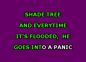 SHADE TREE
AND EVERYTIME

IT'S FLOODED, HE

GOES INTO A PANIC
