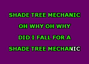SHADE TREE MECHANIC
0H WHY 0H WHY
DID I FALL FOR A

SHADE TREE MECHANIC