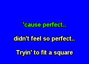 'cause perfect

didn't feel so perfect.

Tryin' to fit a square