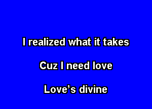 I realized what it takes

Cuz I need love

LoveNS divine