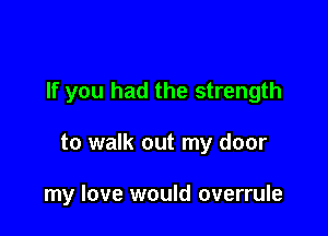 If you had the strength

to walk out my door

my love would overrule