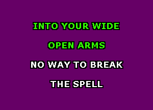 INTO YOUR WIDE

OPEN ARMS

NO WAY TO BREAK

THE SPELL