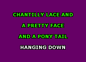 CHANTILLY LACE AND

A PRETTY FACE

AND A PONY TAIL

HANGING DOWN