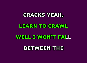 CRACKS YEAH,

LEARN TO CRAWL
WELL I WON'T FALL

BETWEEN THE