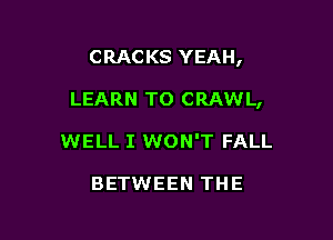 CRACKS YEAH,

LEARN TO CRAWL,
WELL I WON'T FALL

BETWEEN THE