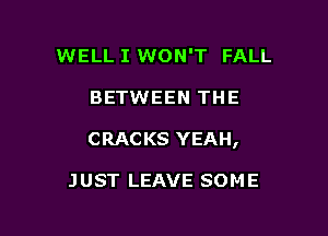 WELL I WON'T FALL

BETWEEN THE

CRACKS YEAH,

JUST LEAVE SOME