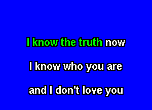 I know the truth now

I know who you are

and I don't love you
