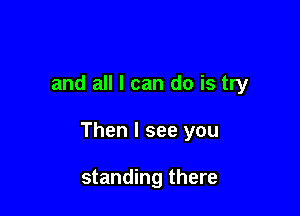 and all I can do is try

Then I see you

standing there