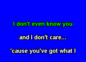 I don't even know you

and I don't care...

'cause you've got what I