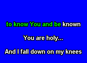 to know You and be known

You are holy...

And I fall down on my knees