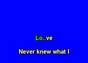 Lo..ve

Never knew what I