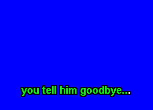 you tell him goodbye...