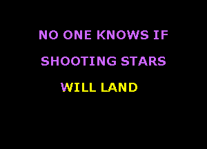 NO ONE KNOWS IF

SHOOTING STARS
WI LL LAN D