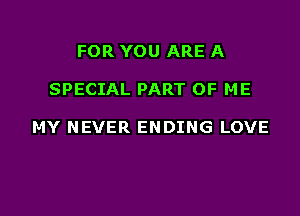 FOR YOU ARE A

SPECIAL PART OF ME

MY NEVER ENDING LOVE