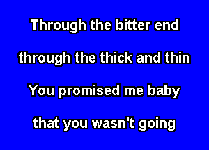 Through the bitter end
through the thick and thin
You promised me baby

that you wasn't going