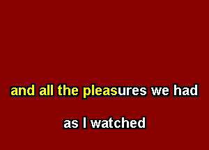and all the pleasures we had

as I watched