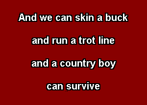 And we can skin a buck

and run a trot line

and a country boy

can survive