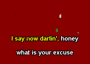 1

I say now darlin', honey

what is your excuse