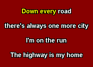 Down every road
there's always one more city

I'm on the run

The highway is my home