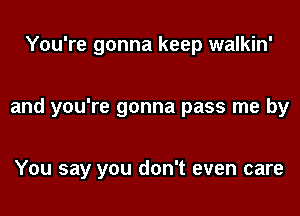 You're gonna keep walkin'

and you're gonna pass me by

You say you don't even care