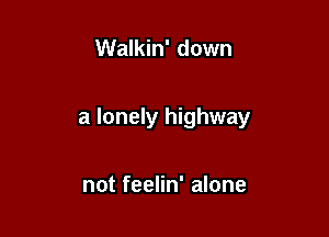 Walkin' down

a lonely highway

not feelin' alone