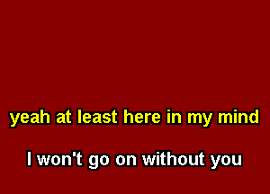 yeah at least here in my mind

lwon't go on without you