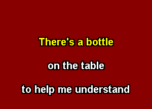 There's a bottle

on the table

to help me understand