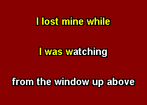 I lost mine while

I was watching

from the window up above