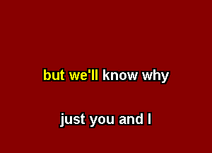 but we'll know why

just you and l