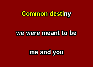 Common destiny

we were meant to be

me and you