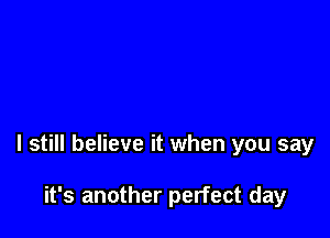 I still believe it when you say

it's another perfect day