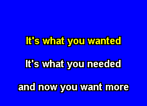 It's what you wanted

It's what you needed

and now you want more