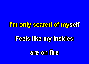 I'm only scared of myself

Feels like my insides

are on fire