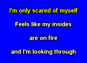 I'm only scared of myself
Feels like my insides

are on fire

and I'm looking through