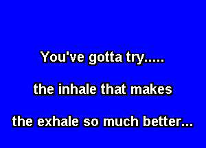 You've gotta try .....

the inhale that makes

the exhale so much better...