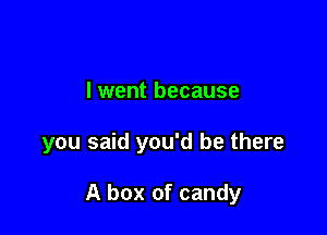 lwent because

you said you'd be there

A box of candy