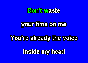 Don't waste

your time on me

You're already the voice

inside my head