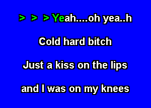 t) Yeah....oh yea..h

Cold hard bitch

Just a kiss on the lips

and I was on my knees