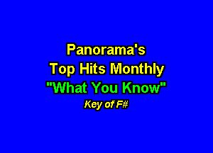 Panorama's
Top Hits Monthly

What You Know
Key of F5