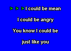 r) '5' I could be mean

I could be angry

You know I could be

just like you