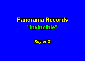 Panorama Records
Invincible

Key of G