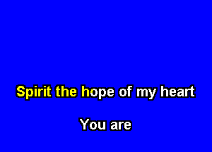 Spirit the hope of my heart

You are