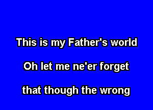 This is my Father's world

0h let me ne'er forget

that though the wrong