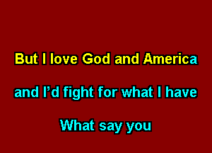 But I love God and America

and Pd fight for what I have

What say you