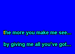 the more you make me see...

by giving me all yowve got...