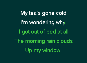 My tea's gone cold

I'm wondering why,

I got out of bed at all

The morning rain clouds

Up my window,