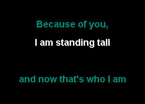 Because of you,

I am standing tall

and now that's who I am